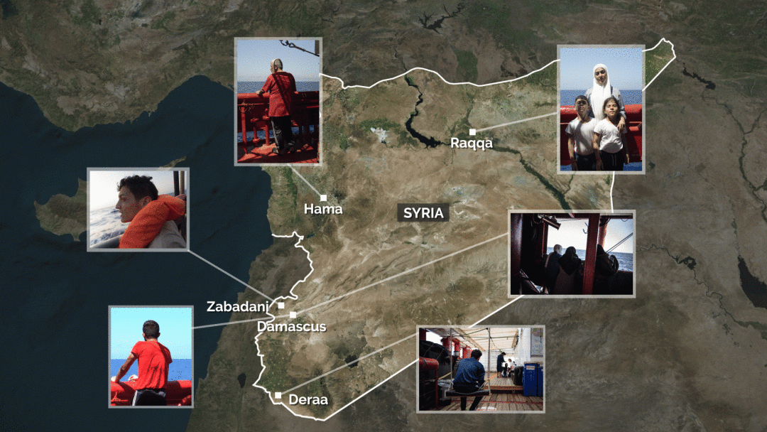 Map of Syria with the cities of each survivor