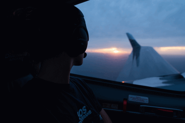 ALBATROSS crew looking out at the Mediterranean at the end of a flight in March.