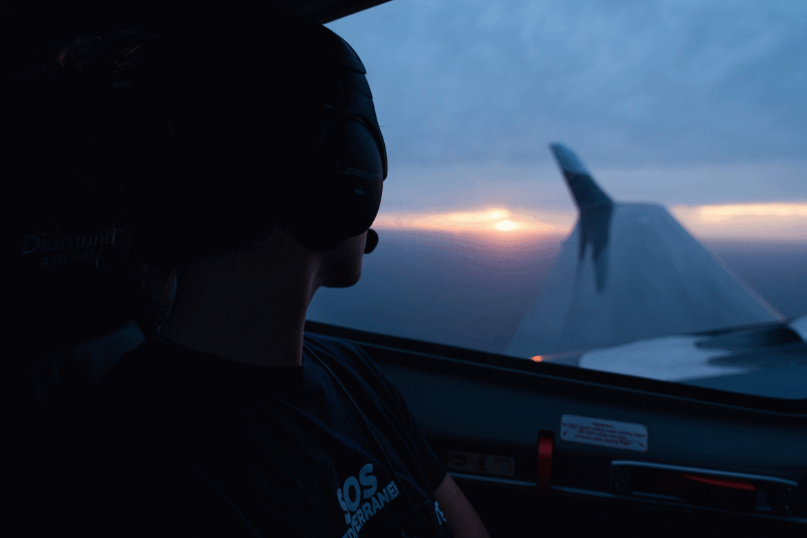 ALBATROSS crew looking out at the Mediterranean at the end of a flight in March.